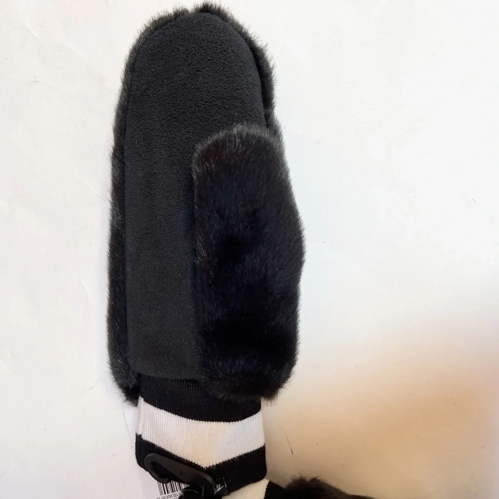 Nike Faux Fur Black Warm Mittens NWT